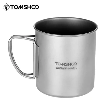 Tomshoo 400 мл Титановая чаша, преносим чаша за вода за пикник на открито, Чаша със сгъваема дръжка, за да проверите за туризъм и къмпинг