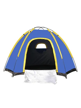 Палатка за Къмпинг, Фамилна Палатка за Къмпинг 2 3 4 5 Души, Шестоъгълен Палатка Източна Инсталация с 1 врата, 1 Windo