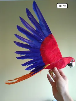 нова реална тъмно синьо и червен модел папагал криле от пяна и пера кукла-папагал подарък от около 35x50 см d0236