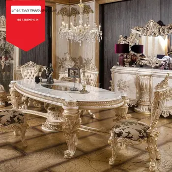 Маси и столове от масив френски дворец на поръчка, в оригинална дърворезба, цвете изкуство, европейската луксозна ресторанная мебели