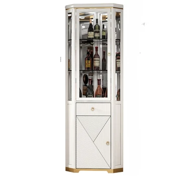 Лек винен шкаф от масивно дърво лукс, ъглов шкаф, домашен правоъгълен триъгълен шкаф, стъклена задвижваната модерен минималистичен вино кабинет