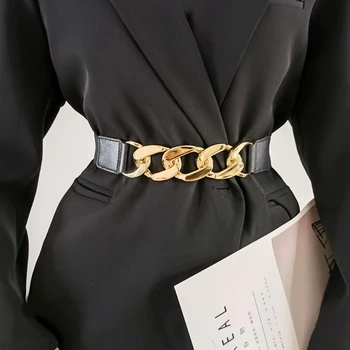 Нов колан с еластична метална веригата Wimen, женски широк колан, за да даде форма платьям, юбкам, аксесоари за дрехи