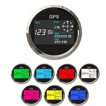 цифров сензор GPS-измерване на скоростта 85 мм и със 7-цветна подсветка LCD дисплей, Километраж, Регулируема брояч пробег за кола, лодка