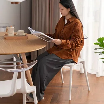 Скандинавски прозрачен, модерен за почивка, дизайнерски маса за хранене от акрил, мрежест червен стол dolphin, стол с лесен облегалка
