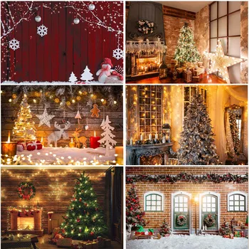 Коледни декори Фотография за елхи, подаръци, украса на интериора на дома, заснежени фонове, семеен портрет, подпори за фотобудки
