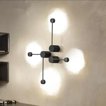 2019 НОВ монтиран на стената лампа в минималистичен стил в грах, модерен led монтиран на стената лампа за дневна, скандинавските творчески осветителни тела за преминаване, черен, бял