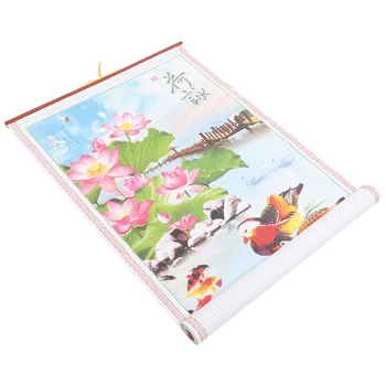 Ретро Лунен календар Окачен Календар на Лунната година Китайски Календар за превъртане Китайски украшение Cartoony цвете с принтом