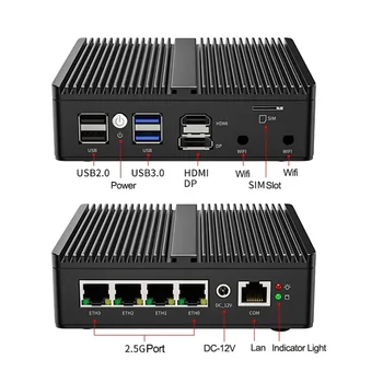 SZBOX G30B CPU N5100 Soft Router Безвентиляторный Мини-КОМПЮТЪР 4x Intel i226 2.5 G LAN pfSense защитна Стена ESXI AES-NI