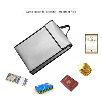 Сигурна чанта с голям капацитет на огнеупорни пакети за документи Водоустойчив течен силиконов материал за файлове паспорти tablet документи