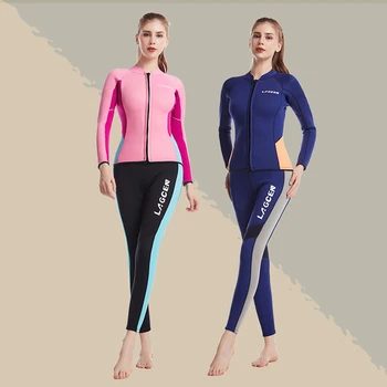 Висококачествен неопреновый водолазный костюм 2,5 мм, женски двойни панталони с дълги ръкави, сгъстено, плътен, еластичен, водоустойчив, които предпазват от ултравиолетовите, зимни, с цип отпред, водолазный костюм за плуване, сърфиране, каране на каяк