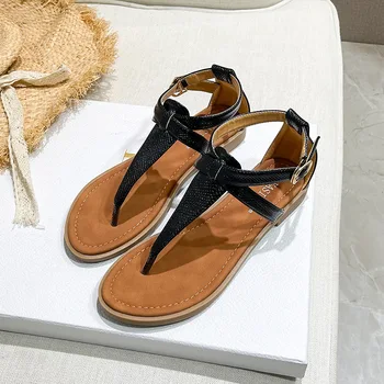 Нови Римски елегантни летни дамски сандали, дамски обувки с нитове към подметка, улични плажни дамски модни сандали, големи размери 35-43