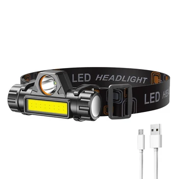 Преносим Главоболие Фенер XPE + COB 150LM 400mAh LED Работни Лампи Регулируеми Micro-USB Акумулаторни IPX4 Водоустойчив за Отдих