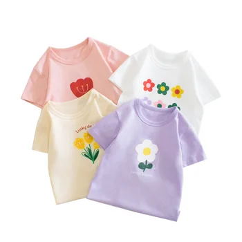 Летни детски дрехи с анимационни герои за момичета и момчета, тениска с къс ръкав, детски hoody, детски памучни тениски от 2 до 10 години