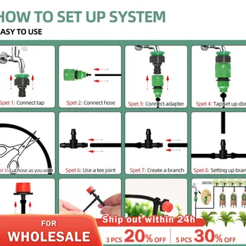 Система за капково напояване, Определени за поливане на растения Комплекти за поливане Регулируеми капкомер за напояване и Система за микро-поливане на градината