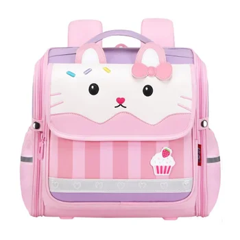 Скъпа мультяшная детска, училищна чанта, раница, с розов котка, ученически чанти с 3D крокодиловым принтом за момчета и момичета, чанта за книги за началните класове