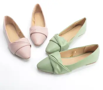 2023 нови пролетно-летни дамски обувки на плоска подметка с посочените в розово шалче, тънки обувки, ежедневни обувки-лодка
