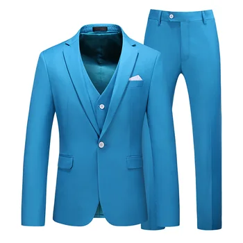 19 цветове 6XL (костюм + жилетка + панталони) Класически монофонични брендовый деловият мъжки костюм от 3 теми, сватбена банкет рокля, мъжки костюм