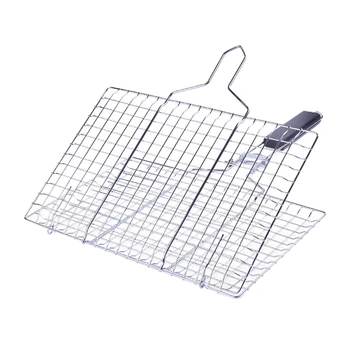 Кошница за печене Метална мрежа със сваляема дръжка Мрежест капак, за наденички за барбекю къмпинг