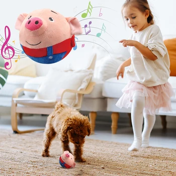 Плюшени автоматично подскачащи играчки, устойчиви на укусам, Забавни интерактивни писклив играчки, които говорят, самодвижущиеся за малки до средни кучета