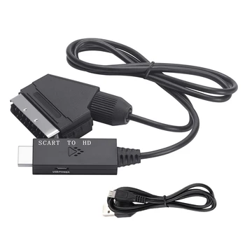 1 м HD конвертор, Scart към HDMI-съвместим Аудио конвертор на видео 1080P Адаптер dc 5 В Micro USB кабел Аксесоари за HDTV / DVD