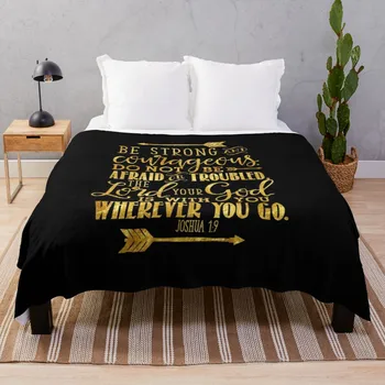 Исус навиев 1: 9 Златни Библейски Стих Наметала Дивани, Модерни Диванные одеяла Красиви одеяла