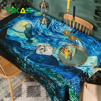 Серия от картини с маслени бои от слънчогледи на Ван Гог Бельо покривка Прахоустойчив калъф Топлоустойчива за кухня трапезария с Различни размери