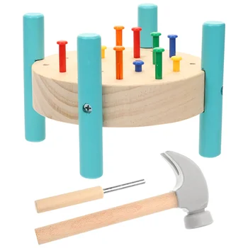 Дървена детска играчка, имитирующая постукивание, Забавна детска Отвертка, Пейка за забиване на пирони, Чук, маса за деца