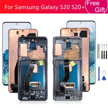 За Samsung Galaxy S20 plus Lcd G985 Сензорен Екран Дигитайзер В Събирането + Рамка За Samsung S20 G980 Смяна на Дисплей Сервизна Детайл