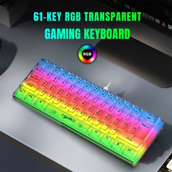 Детска жични клавиатура V700, цветни RGB осветление, Ръчна 61 клавиша, клавиатура Ultra Мълчанието За преносими КОМПЮТРИ, компютърна игра