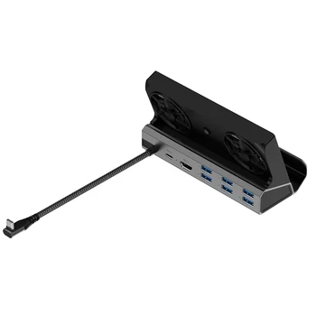 Док-Конзола Hub HDMI-Съвместимо Зарядно устройство с USB C 4K 60Hz Зарядно устройство, Gigabit Ethernet 1000 Mbps PD 100 W RJ-45 за Парна Палубата
