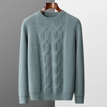 S-XXXL100% вълна, вълнен пуловер за топлина и комфорт, мъжки вязаный пуловер с дълъг ръкав и кръгло деколте, мъжки вълнен пуловер Hot selli