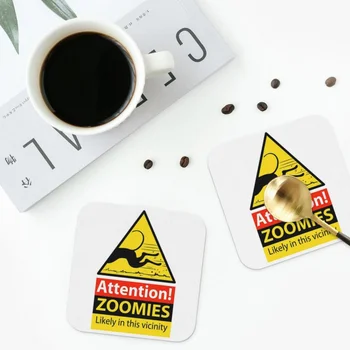Поставки за знаци за опасност Zoomies, кожени кърпички от PVC, водоустойчиви изолиращи подложки за кафе, за декор, за домашна кухня, трапезария, 4 форми