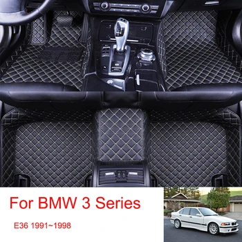 Обичай автомобилни стелки за BMW серия 3 E36 1991 ~ 1998 Кожени килими автомобилни, защитни подложки, водоустойчив детайли на интериора