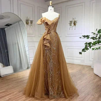 Вечерна рокля Златна Русалка Wasisi с пола, дамско Луксозно Сиво вечерна рокля за спагети презрамки с мъниста, расшитое мъниста, 2024 FLA72341