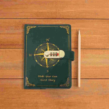 Ретро дневник с парола Бележник формат А5 (зелен) Офис декор Списание за записи