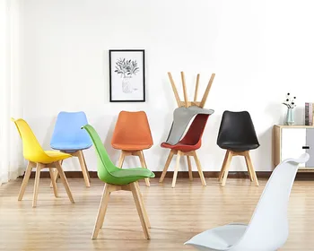 Модерен минималистичен стол с облегалка домакински стол бял табуретка скандинавски стол за хранене, стол пластмасов стол