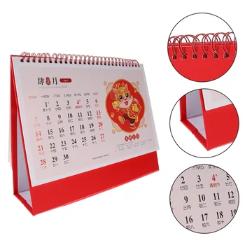 Китайски настолен календар В 2024 година, Постоянен Тенис на Календарната година, Календар Дракона, Месечен Планер календарни графици на 12 месеца.