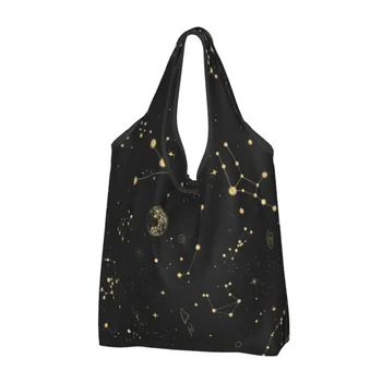 Забавна чанта-тоут с принтом Galaxy, преносима чанта за пазаруване през рамо