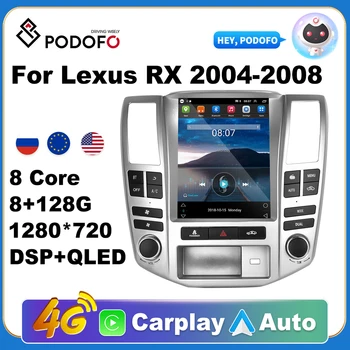 Автомагнитола Podofo Android 11 за Lexus RX 2004-2008 Мултимедиен плейър GPS 2din Carplay Auto AI Voice Стерео DVD Главното устройство