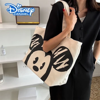 Disney Mickey Minnie-Голямата голям холщовая чанта за пазаруване в стил ретро, дамски чанти, ежедневни чанта за пазаруване за момичета