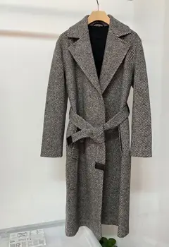 Палто LP Harlan Вълнена кашемировое палто с изображение на коледно дърво, якета луксозен дизайн, ново зимно палто 2023 г. за жените