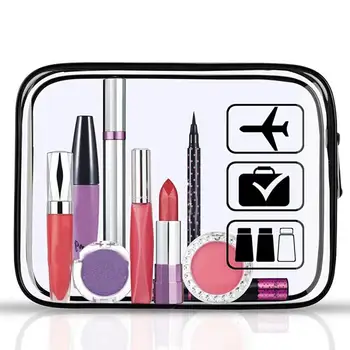 Бистра Косметичка с цип, Пътна чанта за съхранение на Водонепропускливи инструменти за грим, Прозрачна чанта за тоалетни принадлежности, стоки за дома