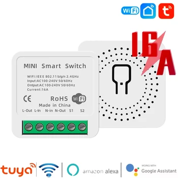 16A Sasha WiFi MINI Smart Switch 2-позиционен модул САМ Switchers Модул таймер за Алекса Google Home Приложение Alice Smart Home SmartLife
