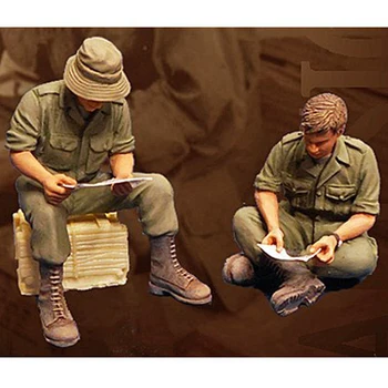 1/35 Фигурка на войник GK от смола, войници на австралийската армия, който чете писмото, Военна тема на Втората световна война, определени в разглобено формата и неокрашенный