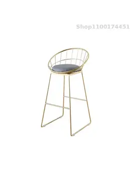 Прост, модерен бар стол скандинавски стол златен висока маса за хранене, стол модерен творчески домашен бар стол железен стол