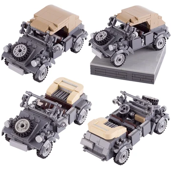 Втората световна война от Войници на армията на Германия Джипове VW82 Kubelwagen Строителни блокове на автомобила Военни аксесоари Модел автомобил Тухли, Играчки, подаръци за деца