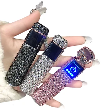 Запалка с кристали, USB-запалка със сензорен екран, Електрическа Електродъгово запалка за цигари, Елегантен дамски запалка, Красива притурка за пушачи в подарък