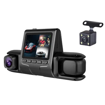 Автомобилен видеорекордер с 3 обективи, G-сензор HD 1080P, Секретарят на шофиране на кола, Паркинг монитор, Автомобилна камера, Предна камера за обратно виждане, LCD дисплей
