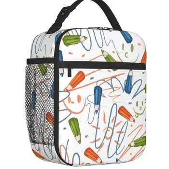 Back To School Цветни моливи с модел, сменяеми обяд кутии, Водоустойчив термоохладитель, чанта за обяд от хранително-вкусовата изолация За деца