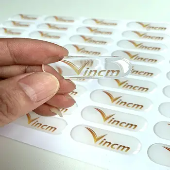 Обичай прозрачни 3D стикери от епоксидна смола с логото на марката по поръчка
